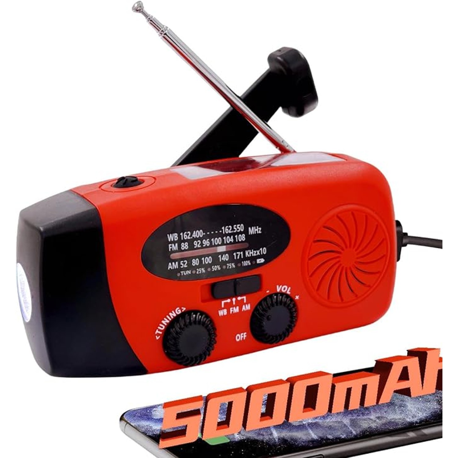 iRonsnow 5000mAh Wind-up AM/FM Radio